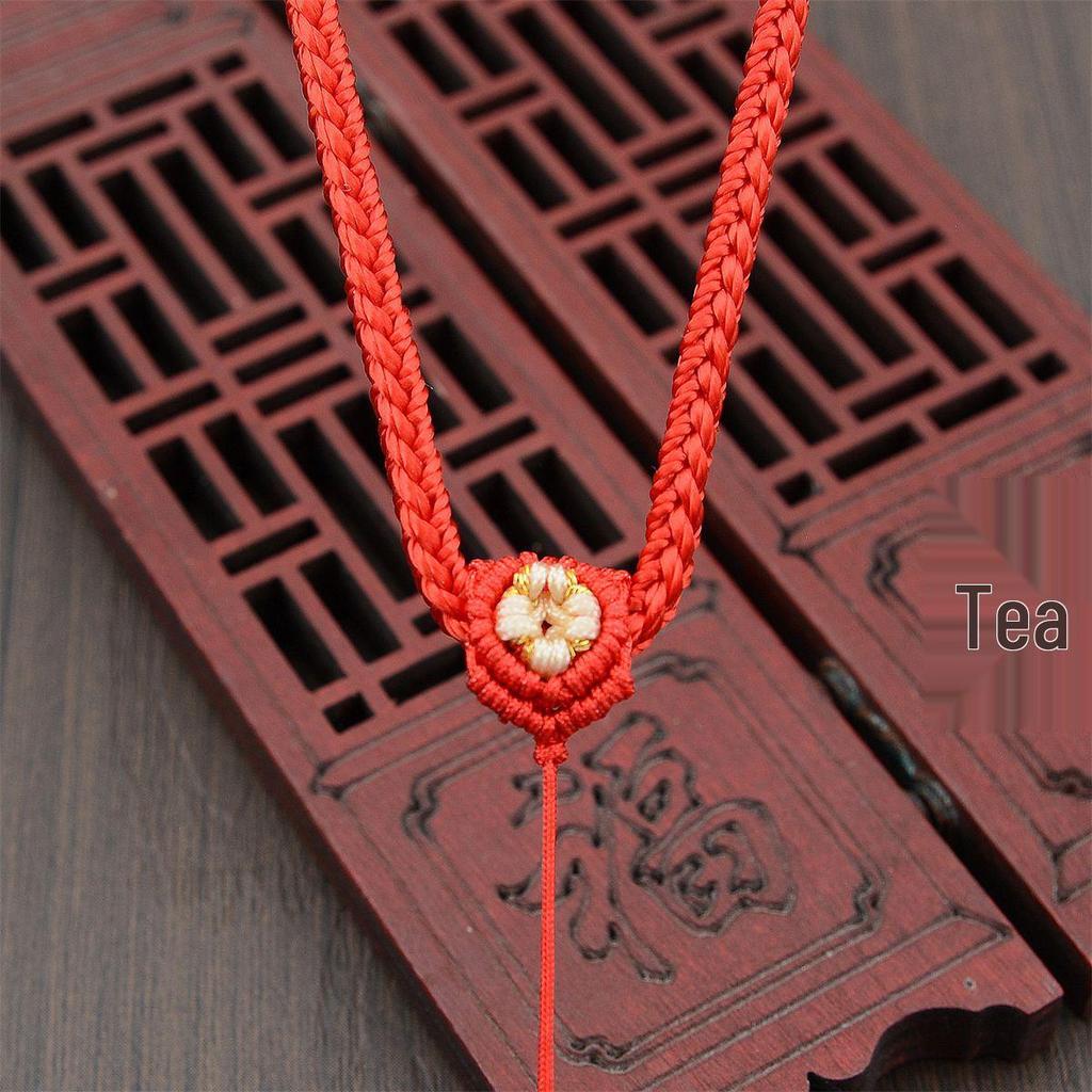 3m Adjustable Ruyi Knot Cord Pendant Necklace - Simple Handmade Jade/Emerald Style for Men & Women.