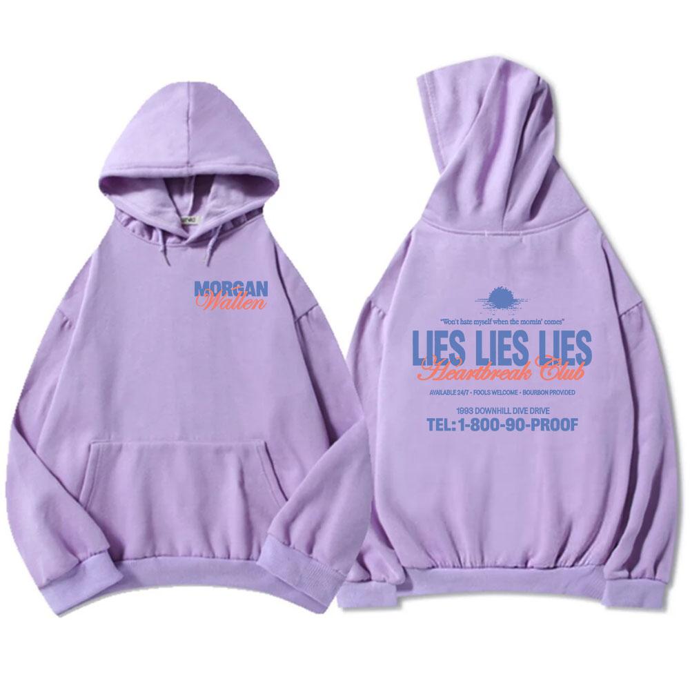 LIES LIES LIES Morgan-Wallen Hoodies Streetwear Hip Hop Men/Women Sweatshirts for Winter/Fall Long Sleeve Graphic Pullovers Male