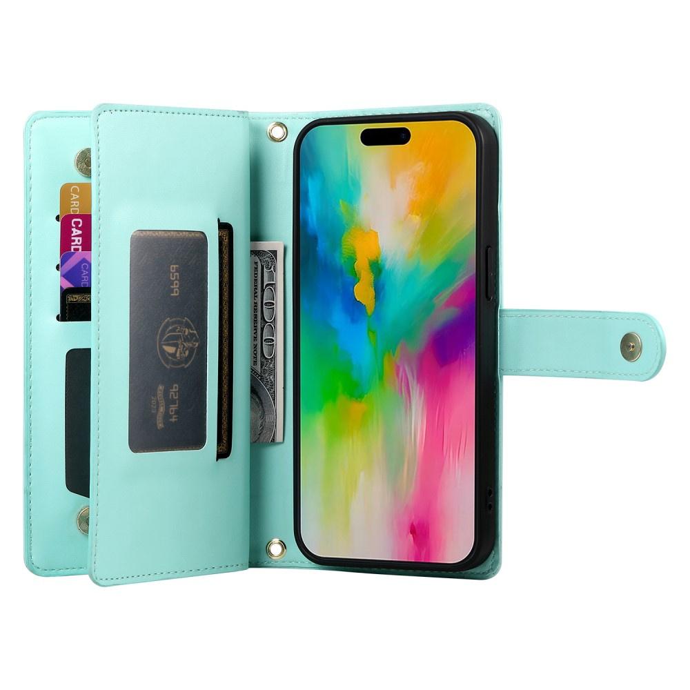 iPhone 16 Pro Max Flip Case, Wallet Zipper Pocket, Green