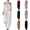 Modisches Damen schulterfreies Wickeloberteil High-Waist Hose mit weitem Bein Lässiges Set