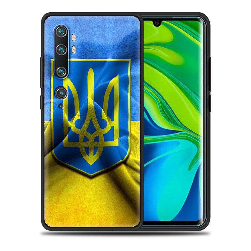 Ukraine Flag Painted Bling Case For Xiaomi Mi Poco X3 NFC M3 Pro Note 10 Lite 11 10T Pro 5G 9T Silicone Phone Coque Black Cover