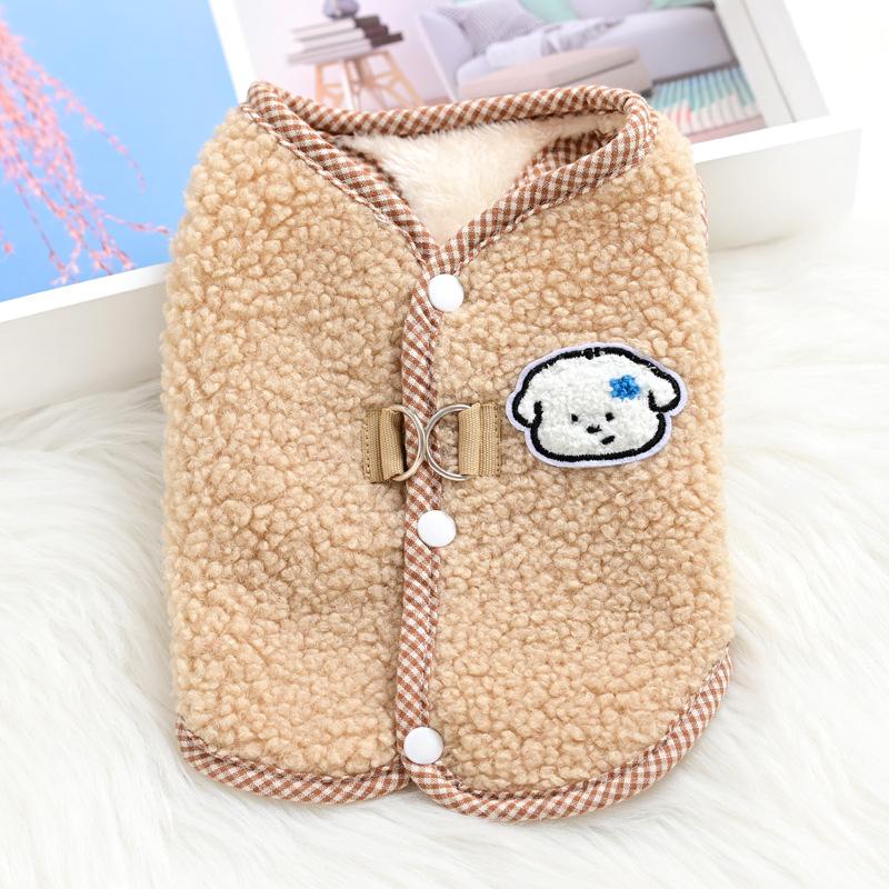 

Собачья одежда зимняя плюшевый мишка кошка флисовая куртка утолщенный терможилет жилет маленькая собака питомец осень и зима одежда XL светло-коричневого