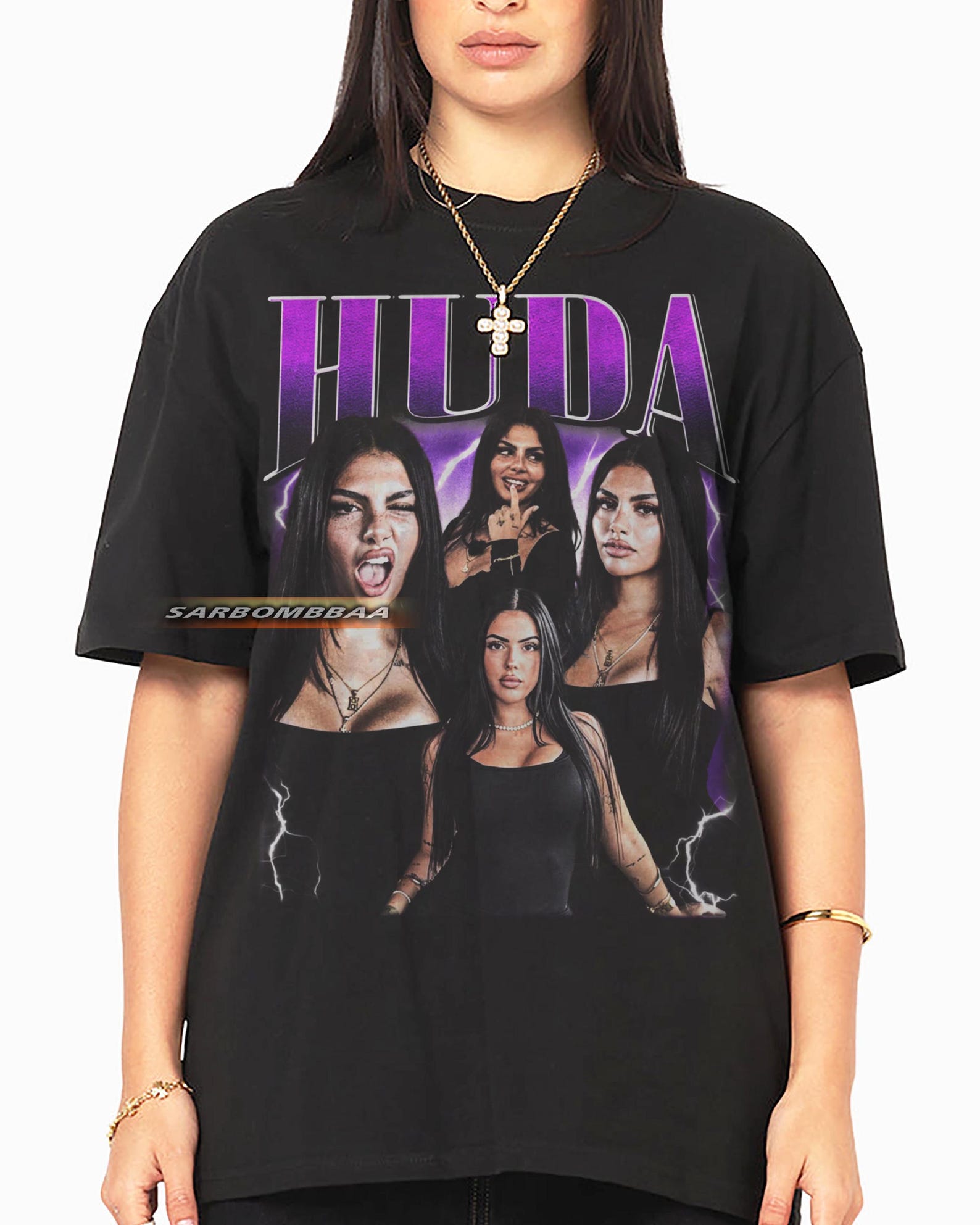 Huda Mustafa Graphic T-Shirt, Y2K Streetwear 4XL