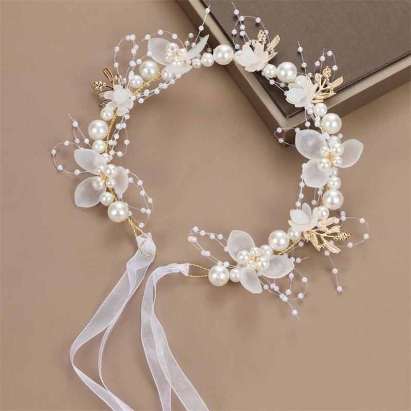 Elegant Girls Headband Imitated Pearl Hair Headdress Baby GirlsFlower Wreath Bride Garland Head Hoop Wedding Headbands Hair