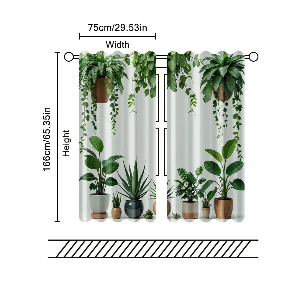 2 pcs   filtering curtains (excluding rods   non-movable   without batteries) Bohemian style greenerybackgroundsuitable for use in