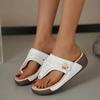 Fashion Plus Size 2025 Summer Hot Sale Women's Slippers Outdoor Rivet Metal Decoration Wedges Thong Sandals New Casual Open Toe Slippers
