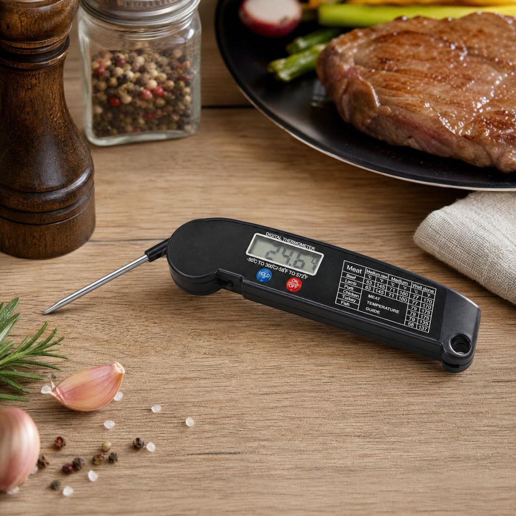 Foldable Meat for Grilling and BBQ, Food Temperature Gauge for Cooking Roast Meat, Outdoor Barbecue Kitchen Use