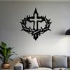 Iron Wall Art Laser Cut Cross Thorn Decor Heavy Duty Home Gift