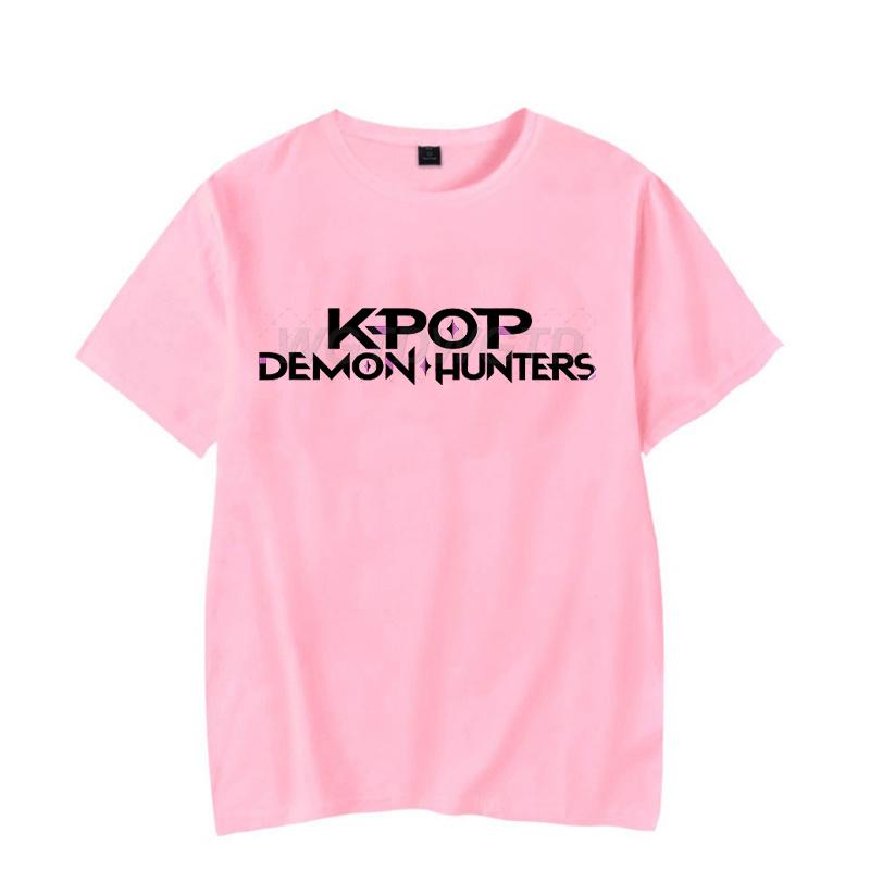 Moda KPop Demon Hunters futbolkalari erkaklar ayollar kulgili logotip vintage ko'cha uslubi qisqa yengli koreys ulzzang anime klassik toplari