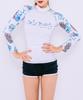 Dangun Long Sleeve Rash Guard With Floral Color Block Sleeves