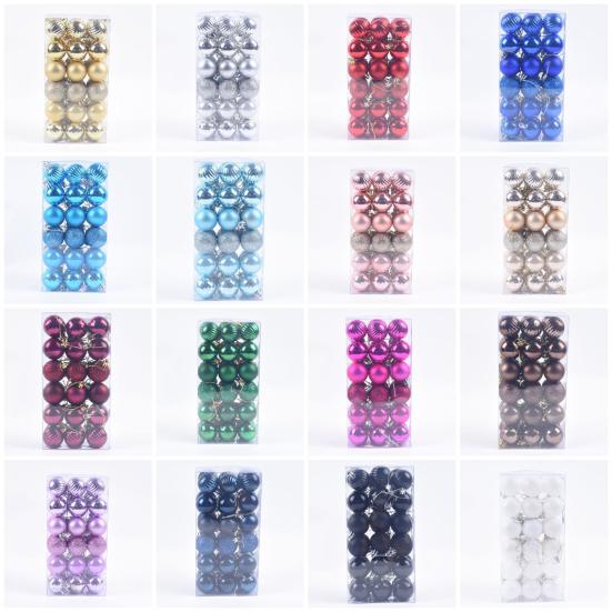36Pcs Christmas Balls Shatterproof Anti-deform Plastic Decorative Shiny Glitter Xmas Balls for Home