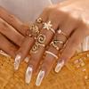 5Pcs Starfish Shell Ring Set For Women Irregular Baroque Imitation Pearl Metal Flower Stacking Finger Ring Beach Party Jewelry