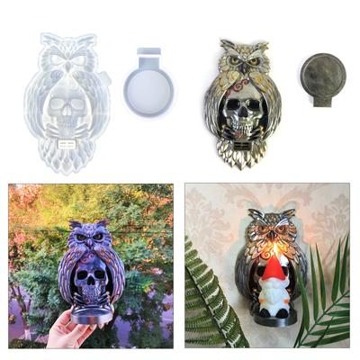 Kerzenhalter-Formen mit Eulen- und Totenkopf-Motiv, kreative Wanddekoration, Silikon-Kerzenständer-Formen für die Herstellung von selbstgemachten Kerzenhaltern