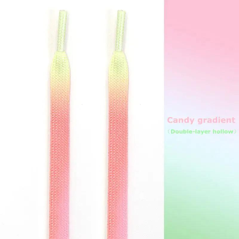1 Pair of Flat Shoes Colorful Gradient Shoelace Elastic Shoe Laces for Children Adult Sports Shoes Lace Length 80/100/120/140cm