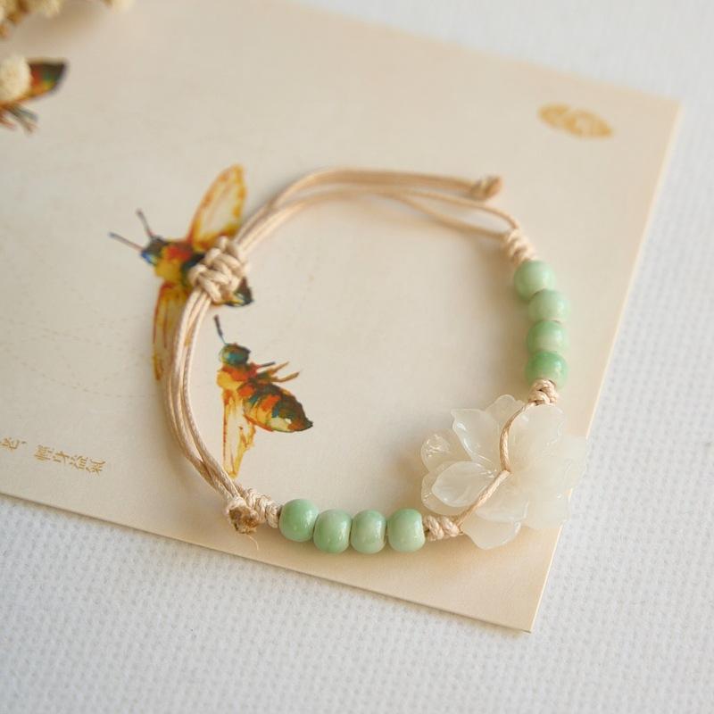 New Chinese Flower Woven Bracelet Wholesale Hot-selling Retro Jewelry Ethnic Style Ceramic Bracelet Accessories