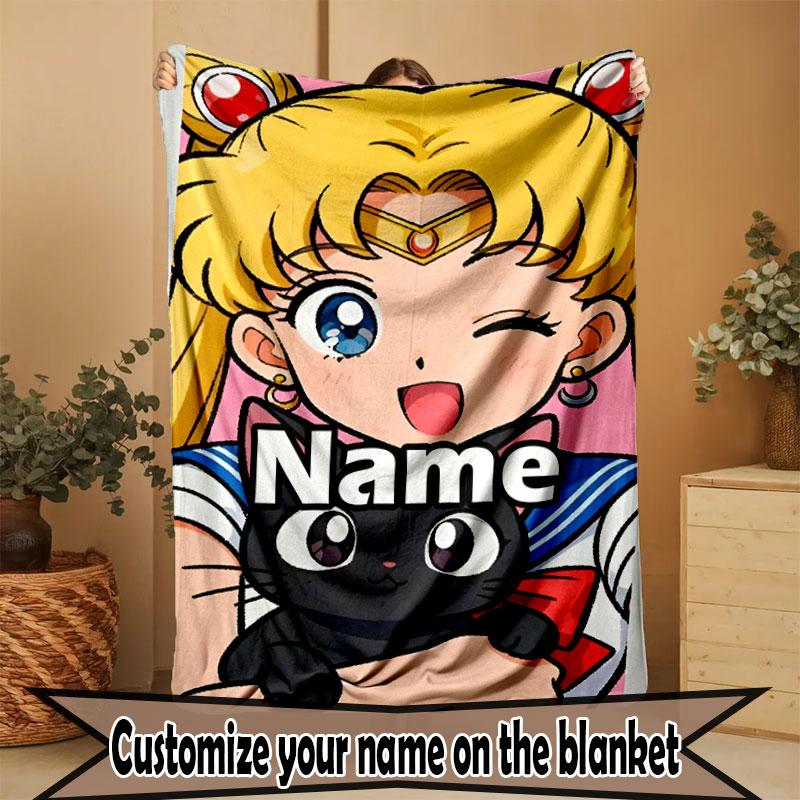 Benutzerdefinierte personalisierte Sailor Moon Druckdecke, Heimdekoration, Schlafzimmer, Sofa, Camping, Couch, Geschenke für Geburtstag Weihnachten