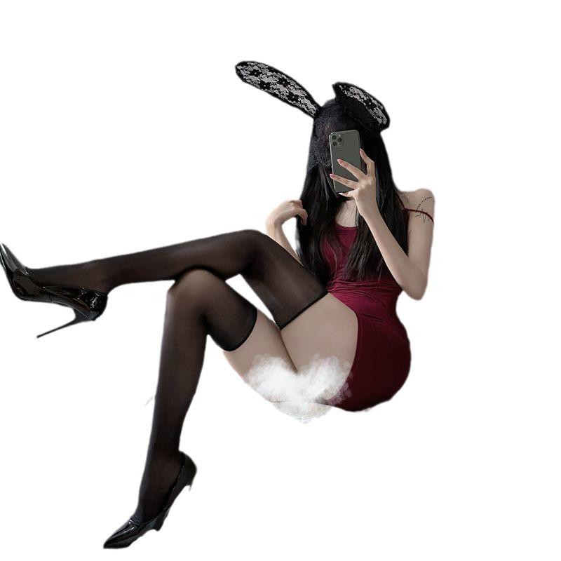 Oily Shiny Ultra-Thin Black Thigh-High Pantyhose for Women – Seamless, Slimming, and Erotic