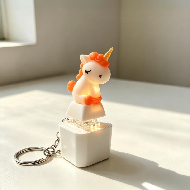 Rechargeable Horned Horse Shape Keychain With Sound Light Effects Type C Charging Fidget Toy