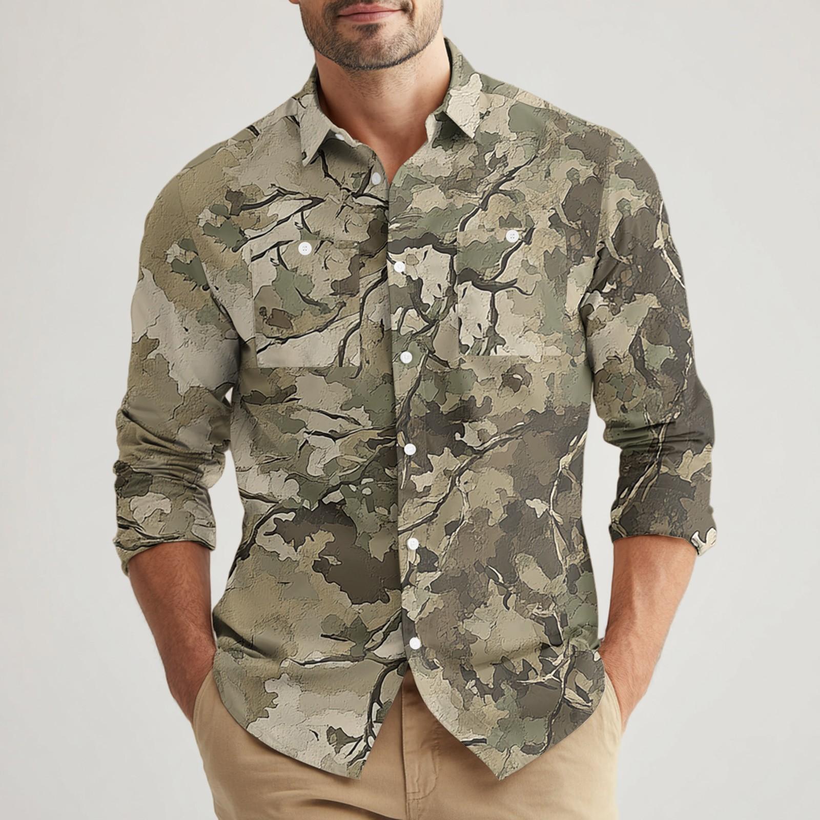 

Men s Loose Classic Lapel Multi-pocket Industrial Work Shirt Top XL світло-зелений колір