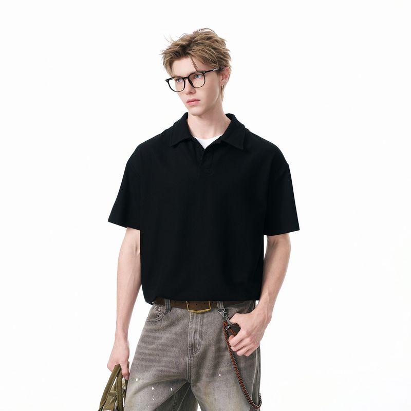 Dream Made American Retro Fake Two-Piece Polo Shirt Short Sleeve T-shirt Men's Summer Cleanfit Easiest for Match Half Sleeve