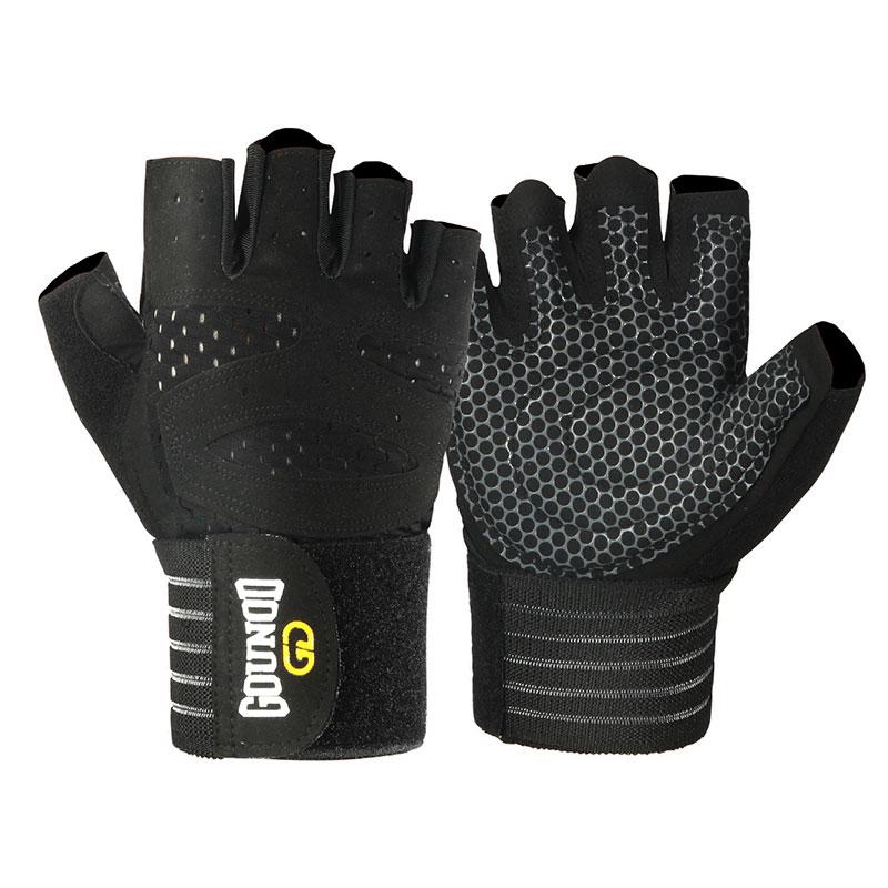 Gym Fitness Gloves Palm Protection with Anti-slip Silicone Weight Lifting Sports Fitness Gloves S чёрный