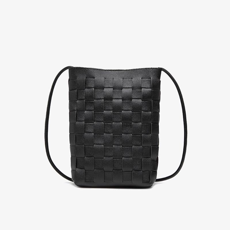 Женская ПУ сумка-ведро на плечо в корейском стиле 2023, тканая фактурная