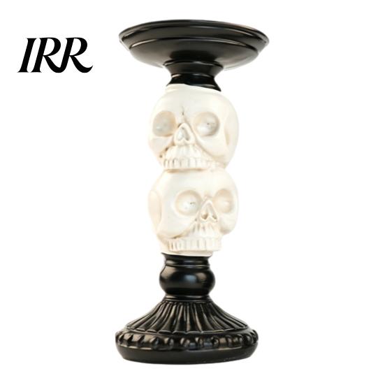 Dark Academia Home Decor Halloween Candlestick Holder Decoration, Gothic Raven Skull Candle Holder, Table Decoration Spooky Taper Stand for