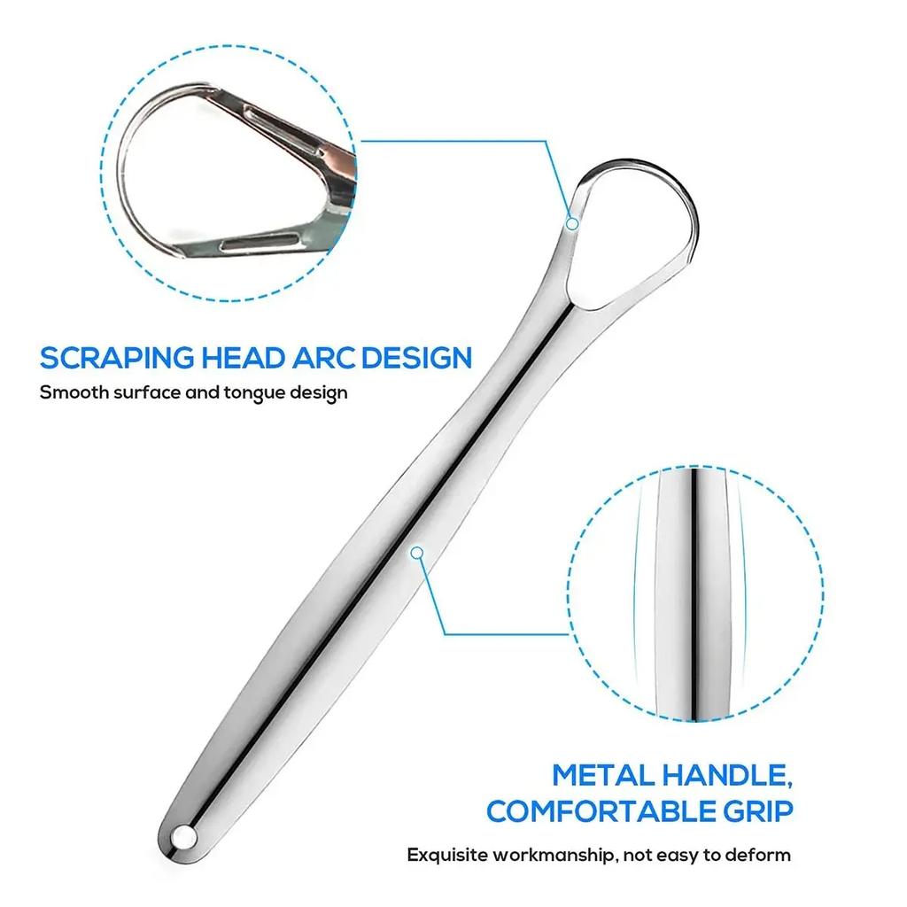 Premium 1Pcs 3Pcs Stainless Steel Tongue Scraper Cleaner For Adults Kids Portable Metal Tongue Cleaner Brushes