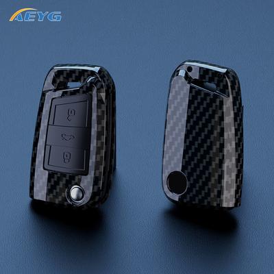 ABS Carbon Fiber Car Key Case Cover Fob For VW Volkswagen Golf 7 MK7 Tiguan MK2 For SEAT Ateca Leon FR 2 Ibiza For Skoda Octavia