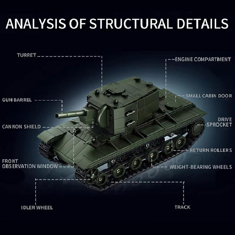 SU-serien KV-2 tung stridsvagn byggklossmodellset för att montera militärleksaker som presenter