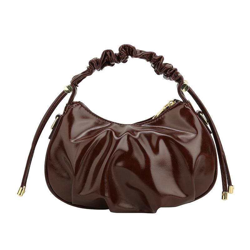 

Popular retro Maillard pleated oil wax leather portable cloud bag niche fashion versatile messenger women s bag
