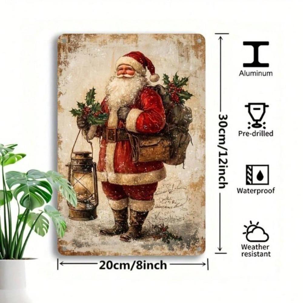 Vintage Santa Claus Tin Sign 12x8 Inch Retro Iron Wall Art Home Garage Decor