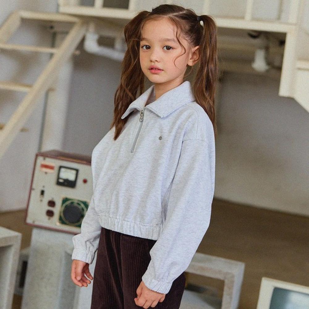 

Olivan Simple Logo Half Zip Up Crop Sweatshirt Melange melange/110