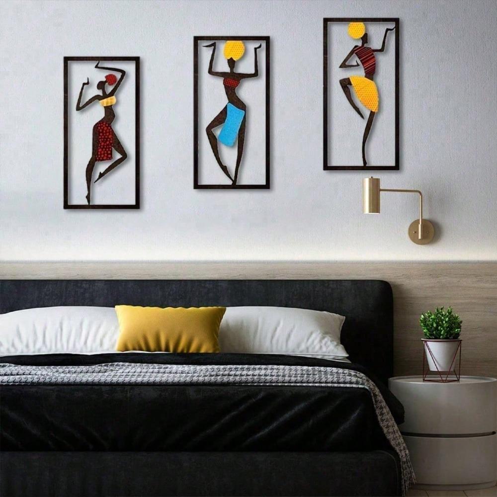 Bohemian Iron Dancer Wall Art Mid-Century Modern Metal Sculpture African Tribal Decor Living Room Bedroom Handmade