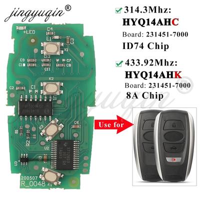 314.3/433MHz Smart Remote Key Circuit Board for Subaru Crosstrek Forester Impreza Legacy Outback ID74/8A HYQ14AHK/HC 7000/5801