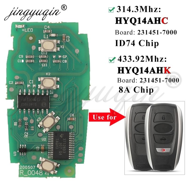 

314.3/433MHz Smart Remote Key Circuit Board for Subaru Crosstrek Forester Impreza Legacy Outback ID74/8A HYQ14AHK/HC 7000/5801 433Mhz