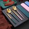Children Portable Tableware Picnic Cutlery Set Korean Dinnerware Coffee Spoon Chopsticks With Box Stainless Steel Kitchen Utensi