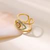Free Shipping Exaggerated Blue Zircon Evil Eye Ring For Women Stainless Steel Punk Ring New Fashion Wedding Couple Zircon Gifts