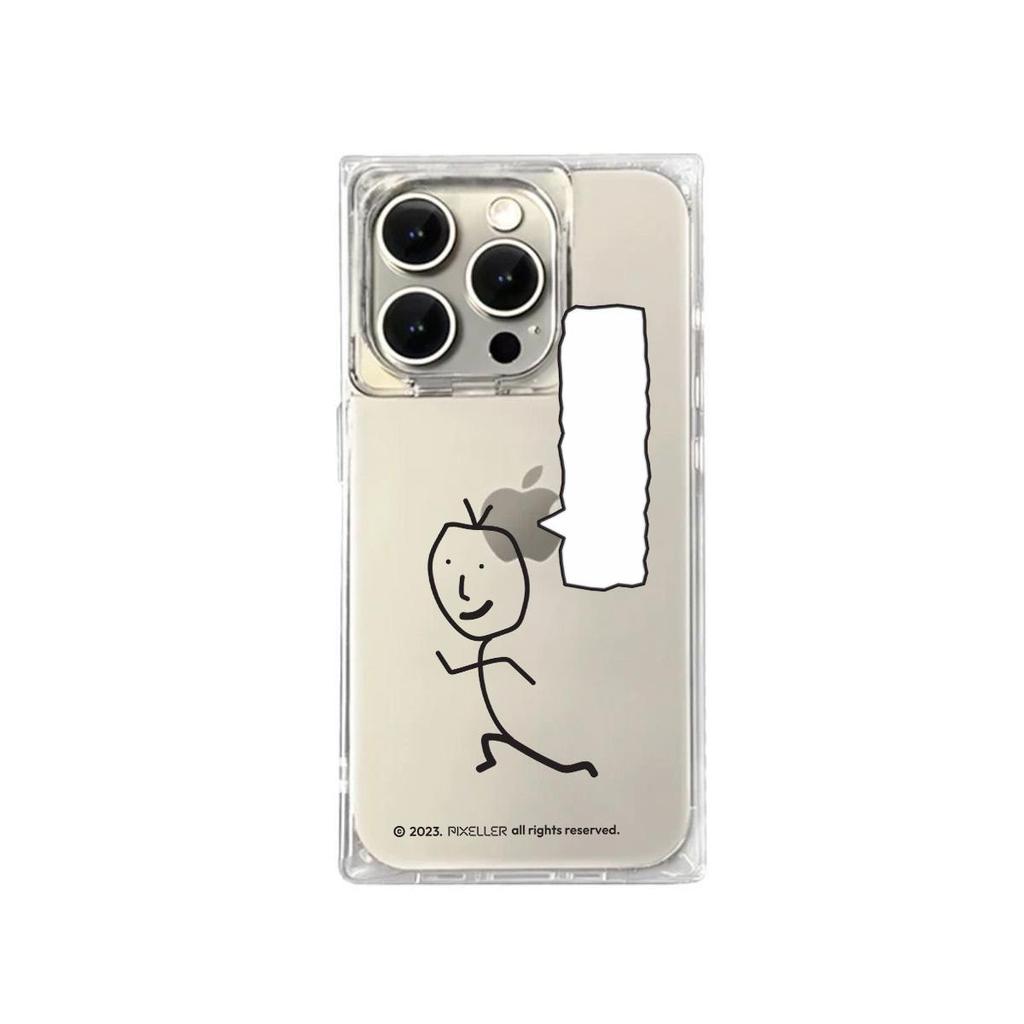 Transparente Quadratische Rückseite Röhrenhülle Schutz Für iPhone 11 16 ProMax 15 Plus 13 14 Pro Max 12 Anti-Sauerstoff, Laufende Linien Menschen Muster Hülle