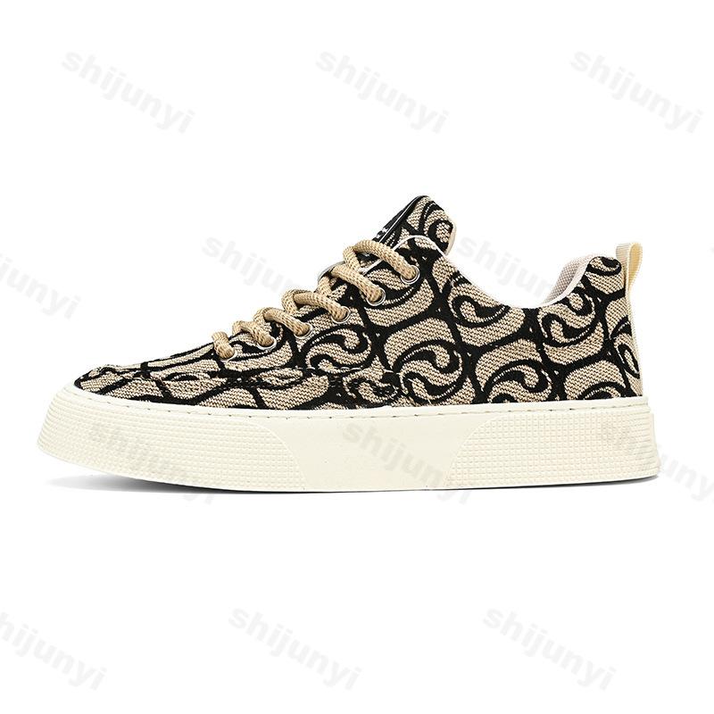 Fashion Canvas Shoes Men's Low Top Summer 2025 New Niche Design Printed Casual Shoes Thick Soled Sports Fashion Trend Chunky sneakers