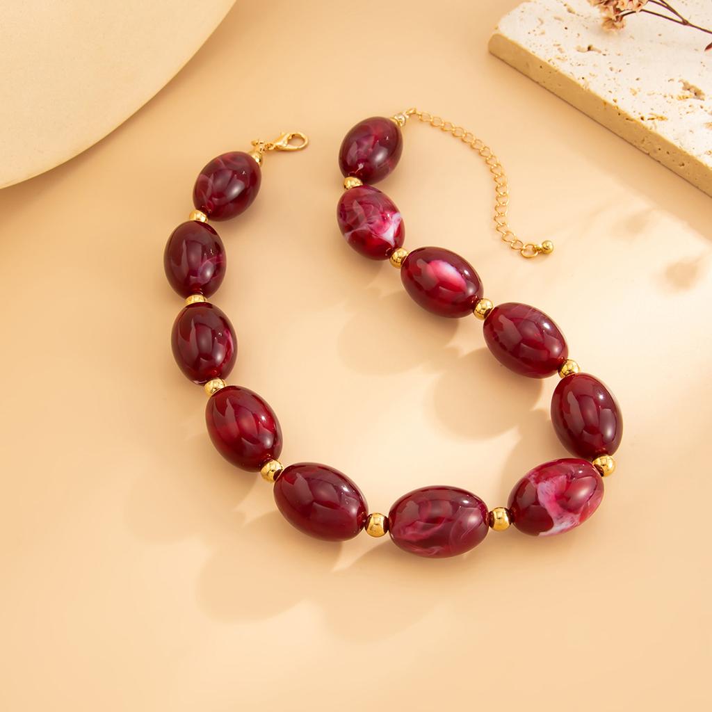 Vintage Resin Beads Choker Necklace for Women Jewelry Party Gift