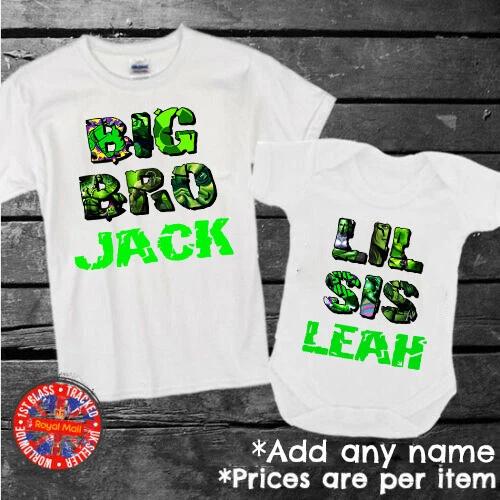 The Hulk Collage Big & Little Brother Sister Matching T-shirt Set Siblings Gift 3XL