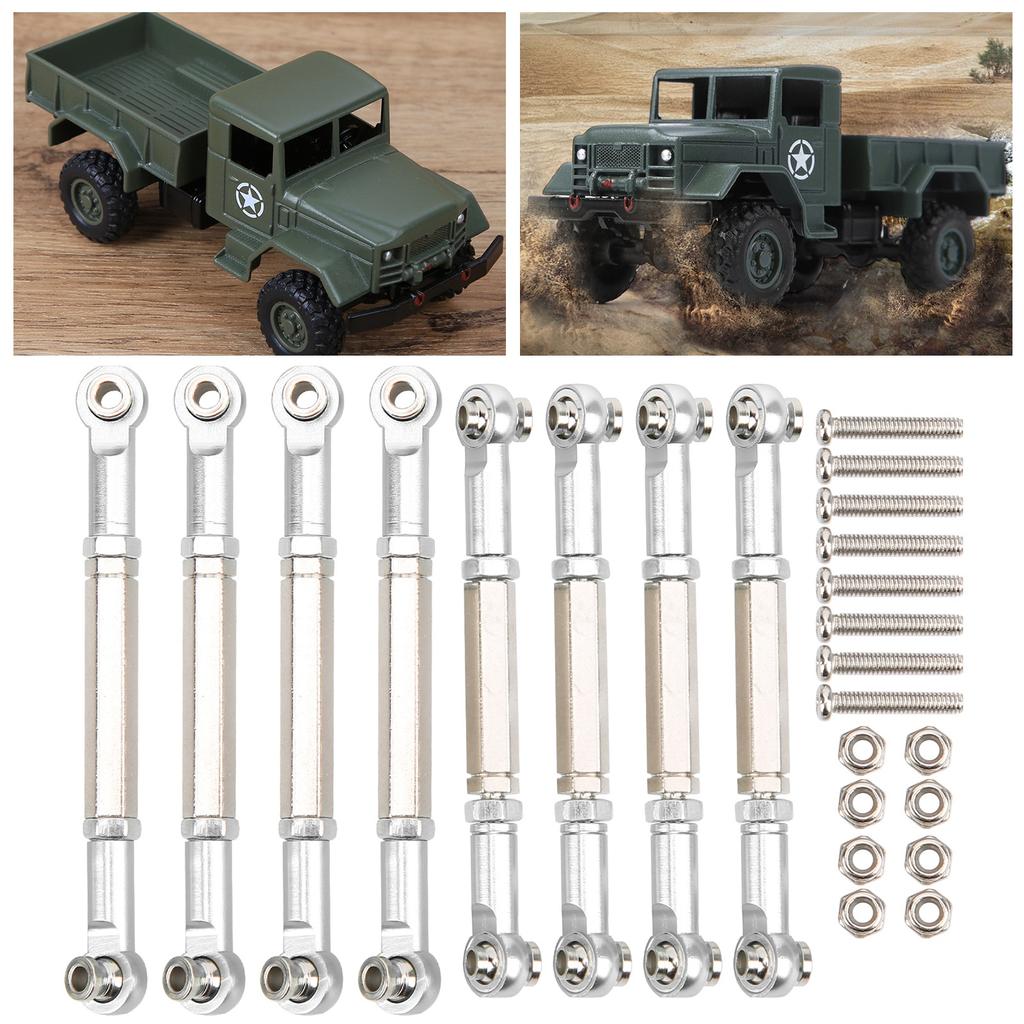 8Pcs Upgrade Metal Pull Rod Steering Pull Rod for WPL/MN/Feiyu 1/16 RC Car Spare PartsSilver