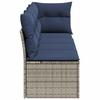 Garden Sofa with Cushions 4 Seater Gray Poly Rattan