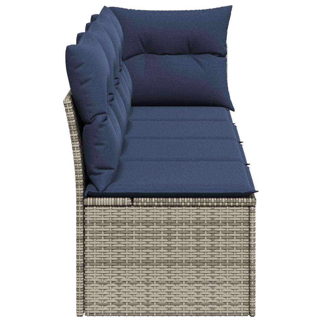 Garden Sofa with Cushions 4 Seater Gray Poly Rattan