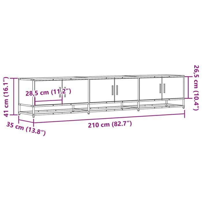 VidaXL Meuble TV chêne fumé 210x35x41 cm bois d'ingénierie, support TV, buffet TV, meuble multimédia, banc TV, meuble hifi, 3300792