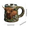 Beer Stein Tankard 3D Embossed Creative Water Cup Stainless Steel Liner Coffee Tumbler for Beer Coffee Juice Ale & Beverages