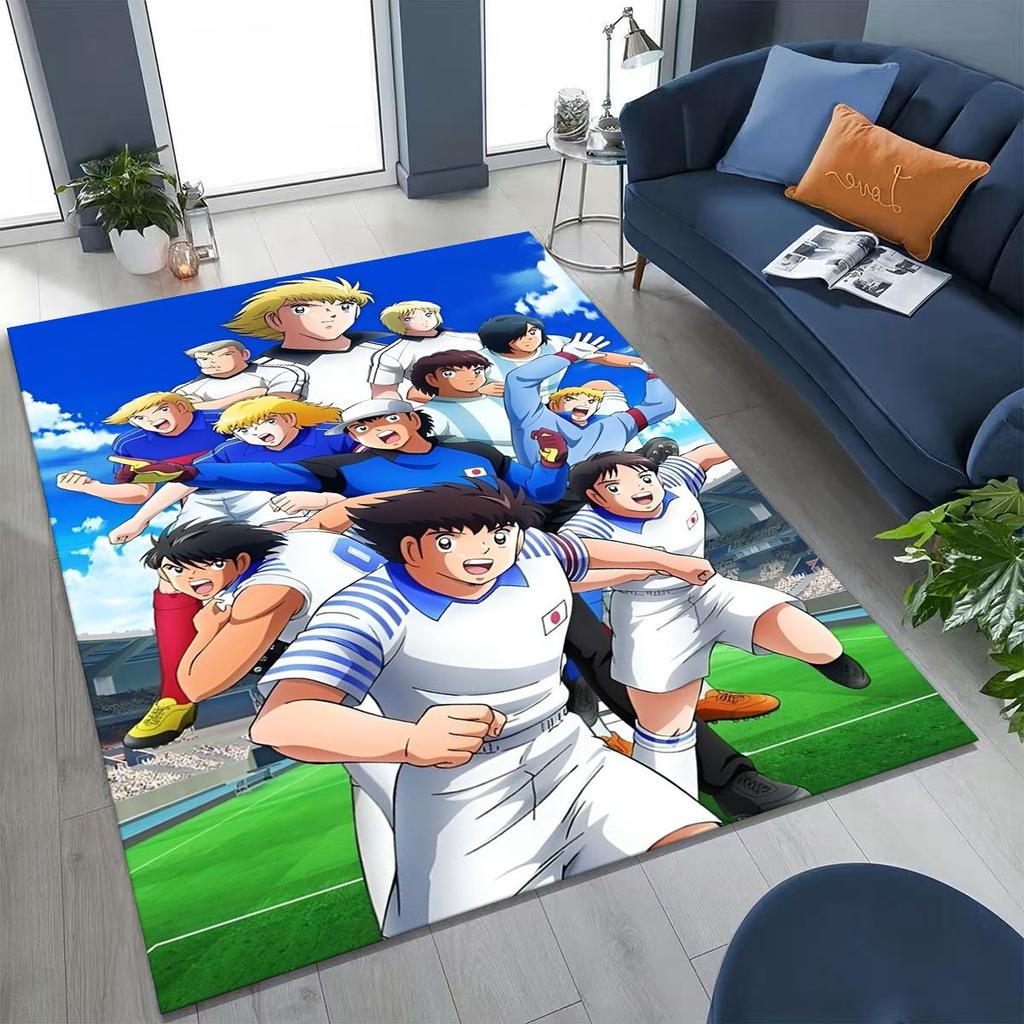 Captain Ozora Tsubasa Cartoon Football Rug for Bedroom Living Room Sofa Home Doormat Decor, Large Kids Play Non-slip Floor Mat