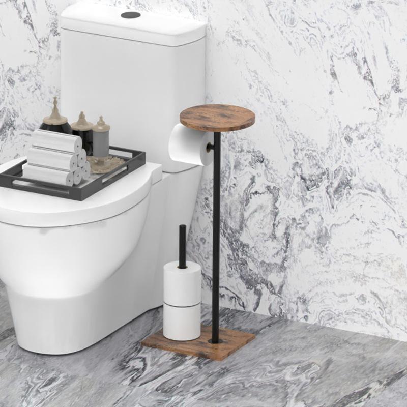 Free Standing Toilet Paper Holder with Shelf, Floor Stand Tissue Dispenser for Mega Rolls, Bathroom Storage Organizer