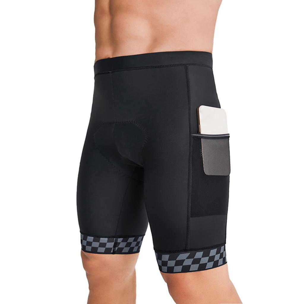 Men s Padded Bike Shorts Cycling Shorts with Easy Access Pockets Quick Dry Breathable Tight Elastic Shorts Grey M